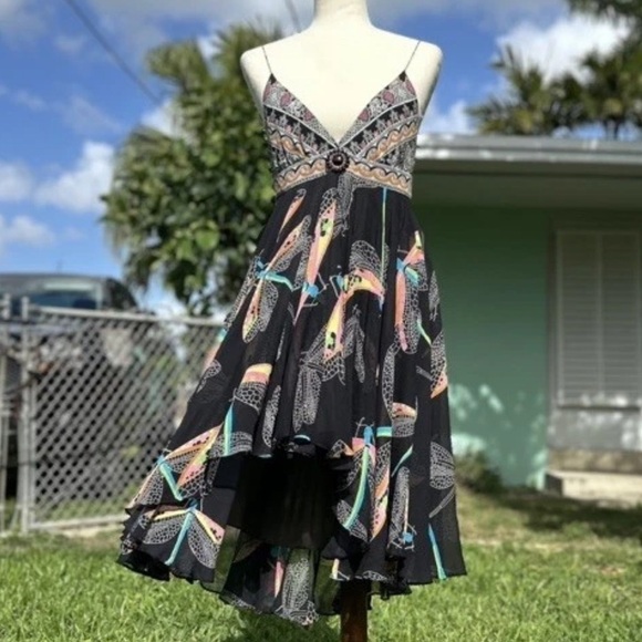 MATTHEW WILLIAMSON Y2K Silk Chiffon Dragonfly Print Dress UK 10/ US 6 - Picture 10 of 15